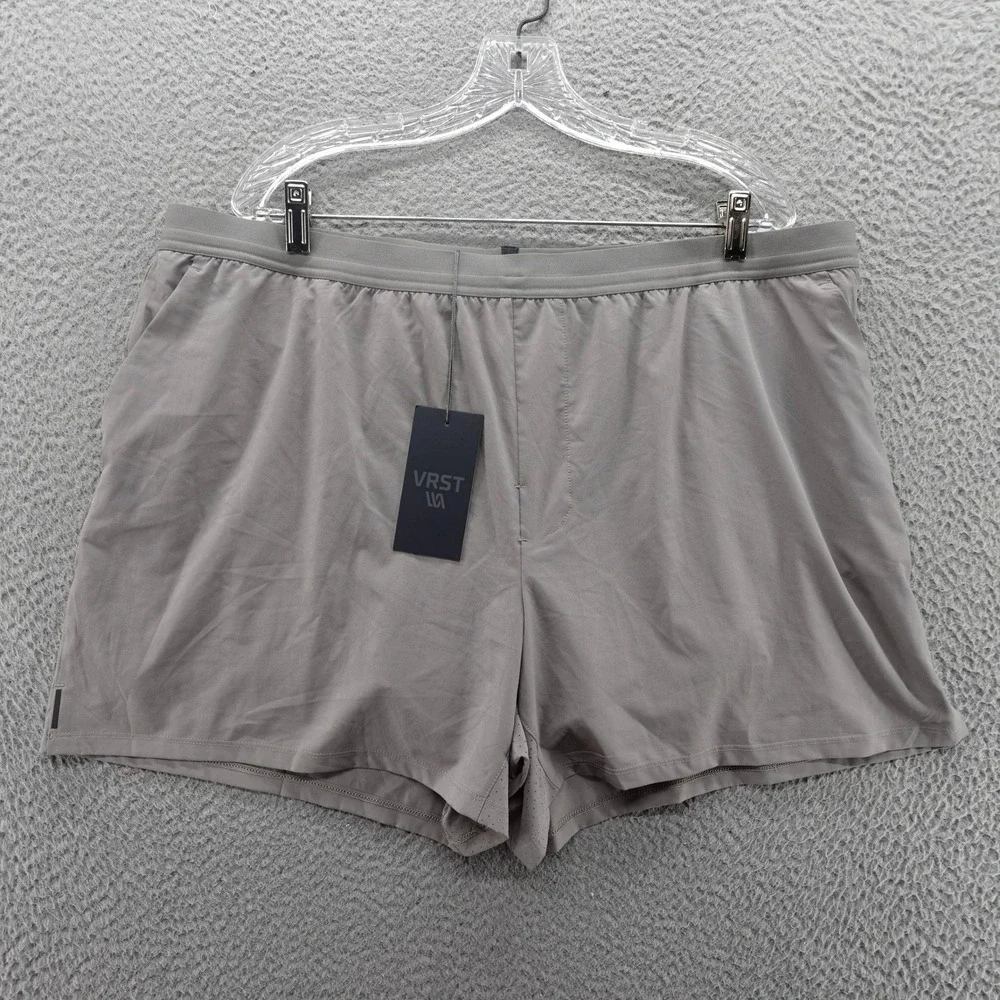 VRST Mens Relaxed Fit Running Shorts Gray Boxer Brief Liner 5 Inch Inseam NEW
